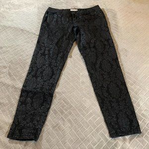 Kenar Womens 4 Denim Jeans Black Skinny Paisley Floral Print Mid Rise Stretch